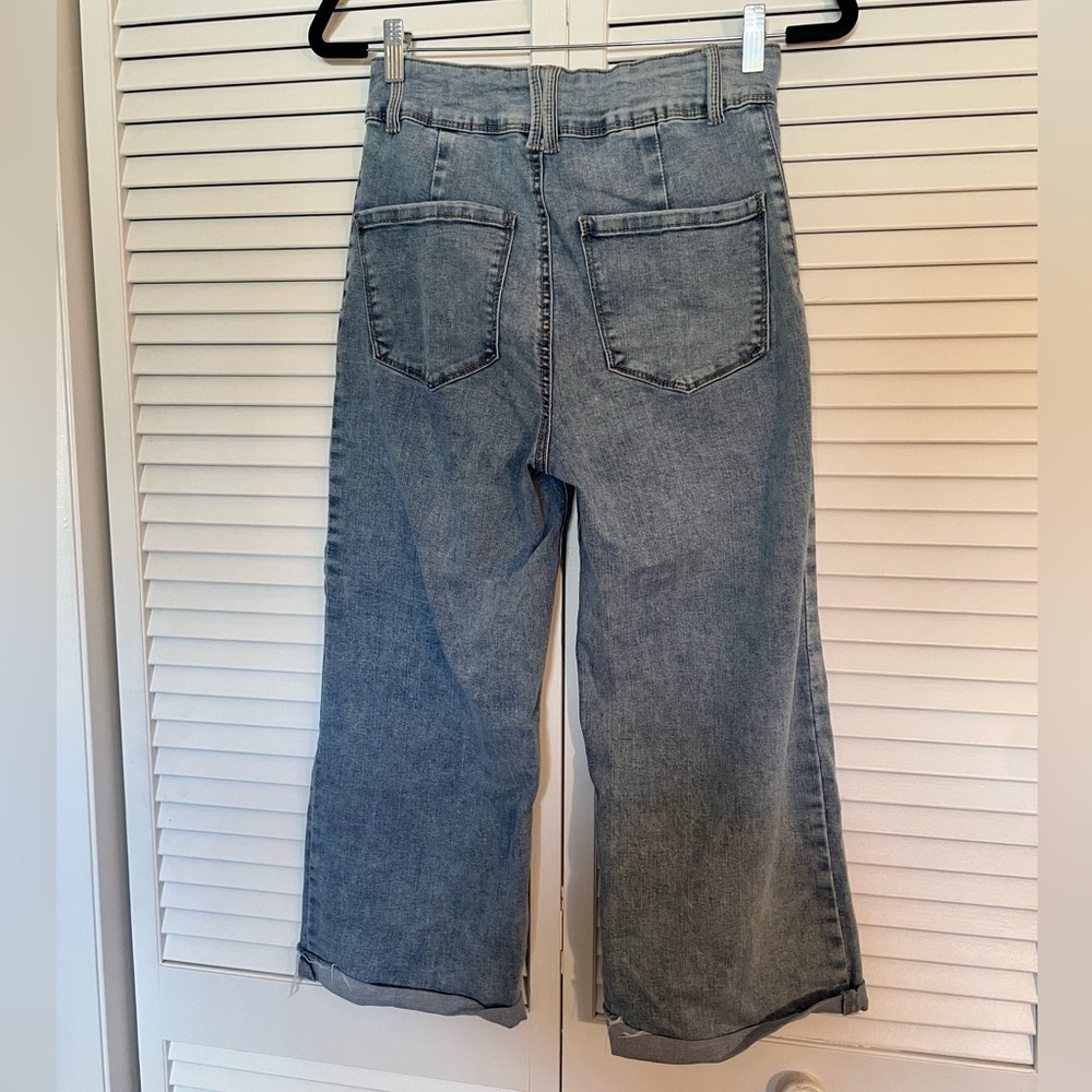 Rewash Denim Cropped Wide Leg Pants - Picture 2 of 7